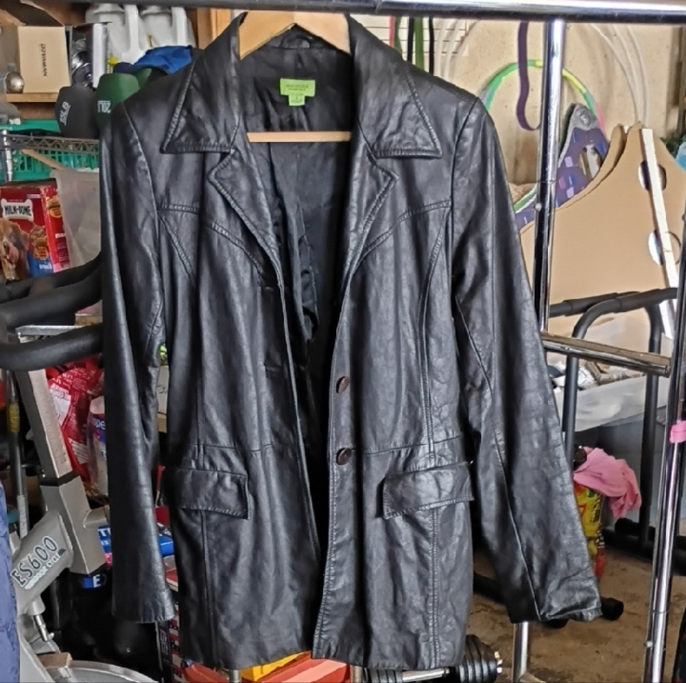 Black Faux Leather Blazer